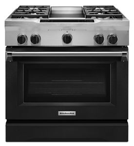 36'' 4-Burner with Griddle, Dual Fuel Freestanding Range, Commercial-Style