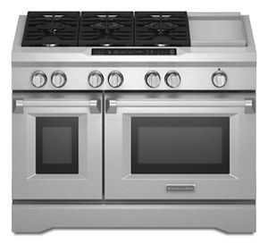 48'' 6-Burner with Griddle, Dual Fuel Freestanding Range, Commercial-Style