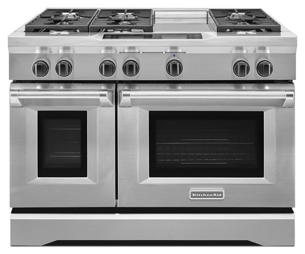 KitchenAid&reg; 48-Inch 6-Burner with Steam-Assist Oven, Dual Fuel Freestanding Range, Commercial-Style