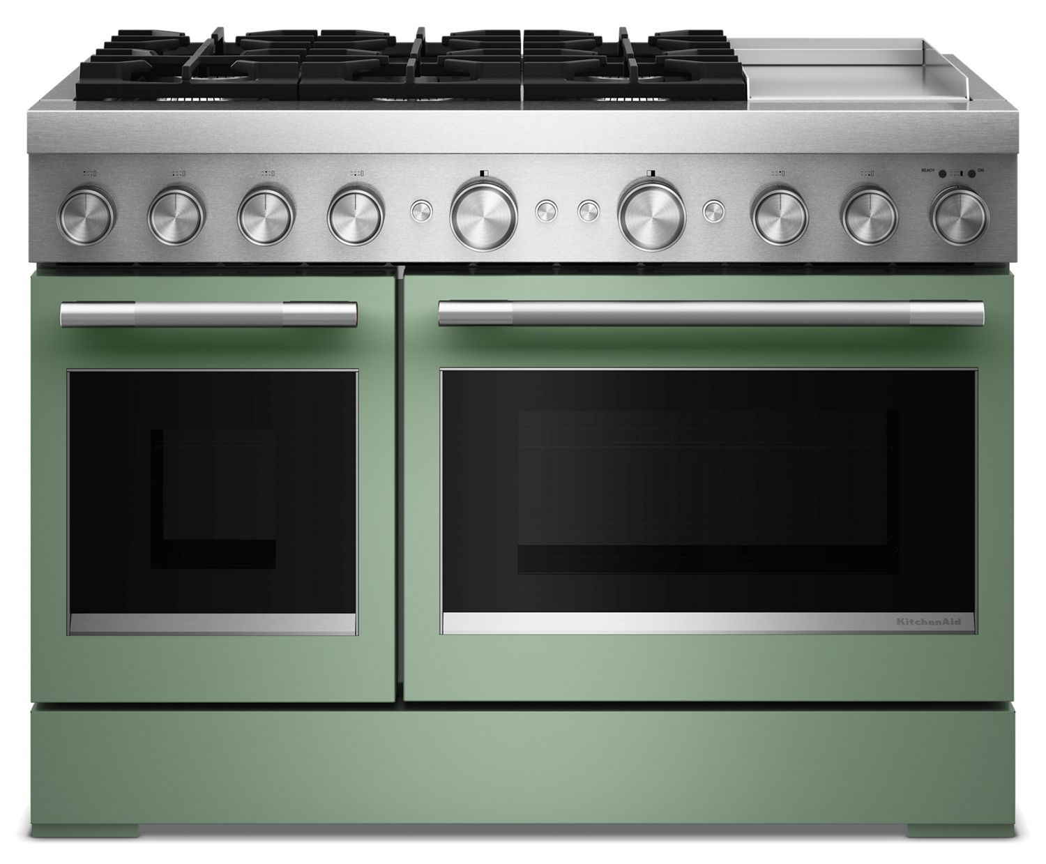KitchenAid 48 in. 6 Burner Commercial-Style Dual Fuel Range w/ Griddle in Cardamom KFDD948SDC