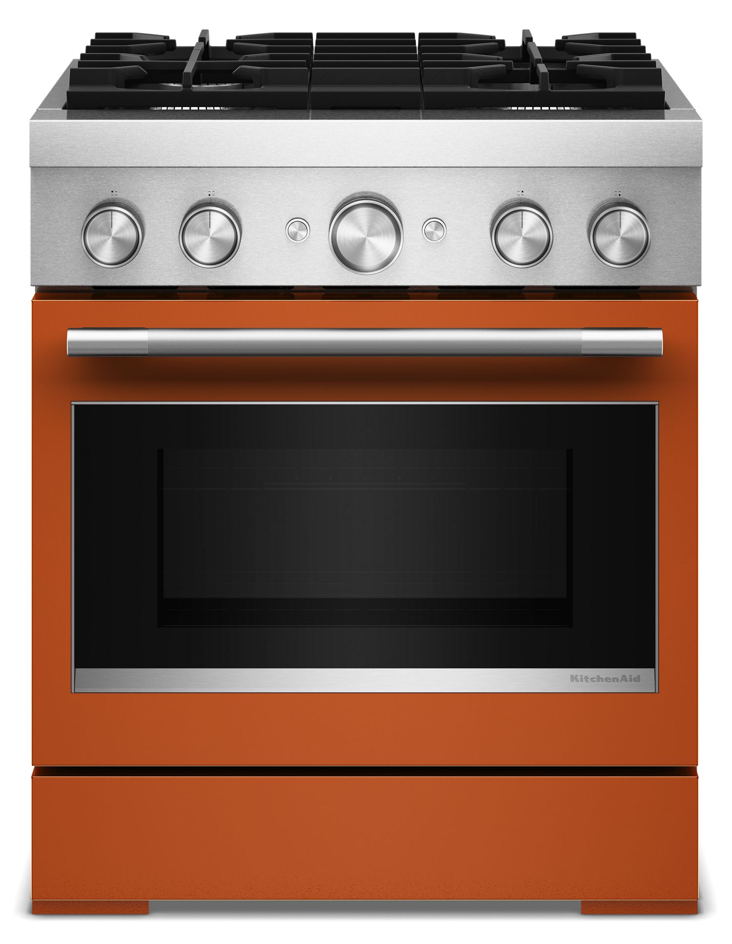 KitchenAid 30 in. 4 Burner Commercial-Style Dual Fuel Range w/ No Preheat Air Fry Mode in Orange KFDS930SSC