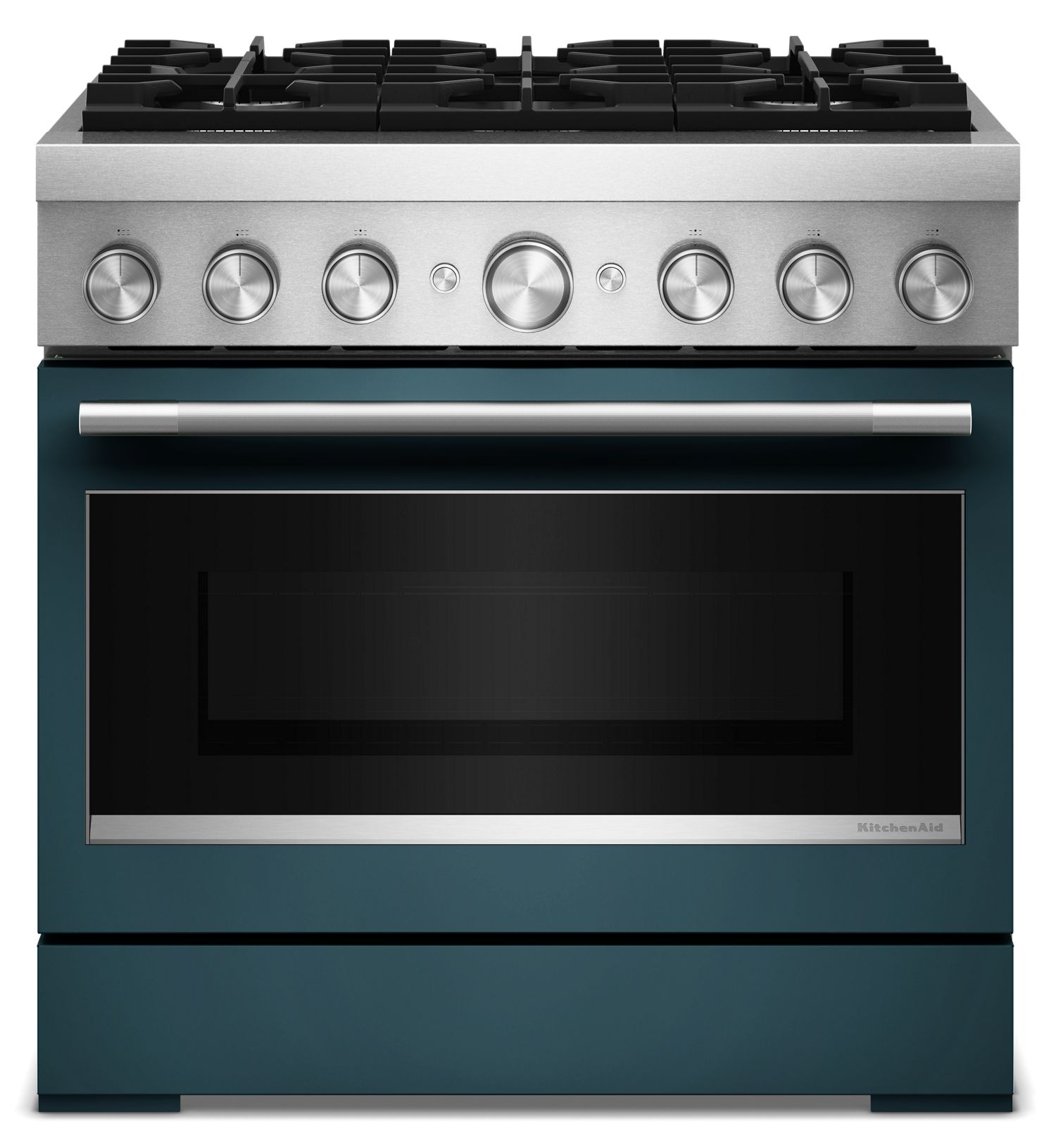 KitchenAid 36 in. 6 Burner Commercial-Style Dual Fuel Range w/ No Preheat Air Fry Mode in Green KFDS936SAG