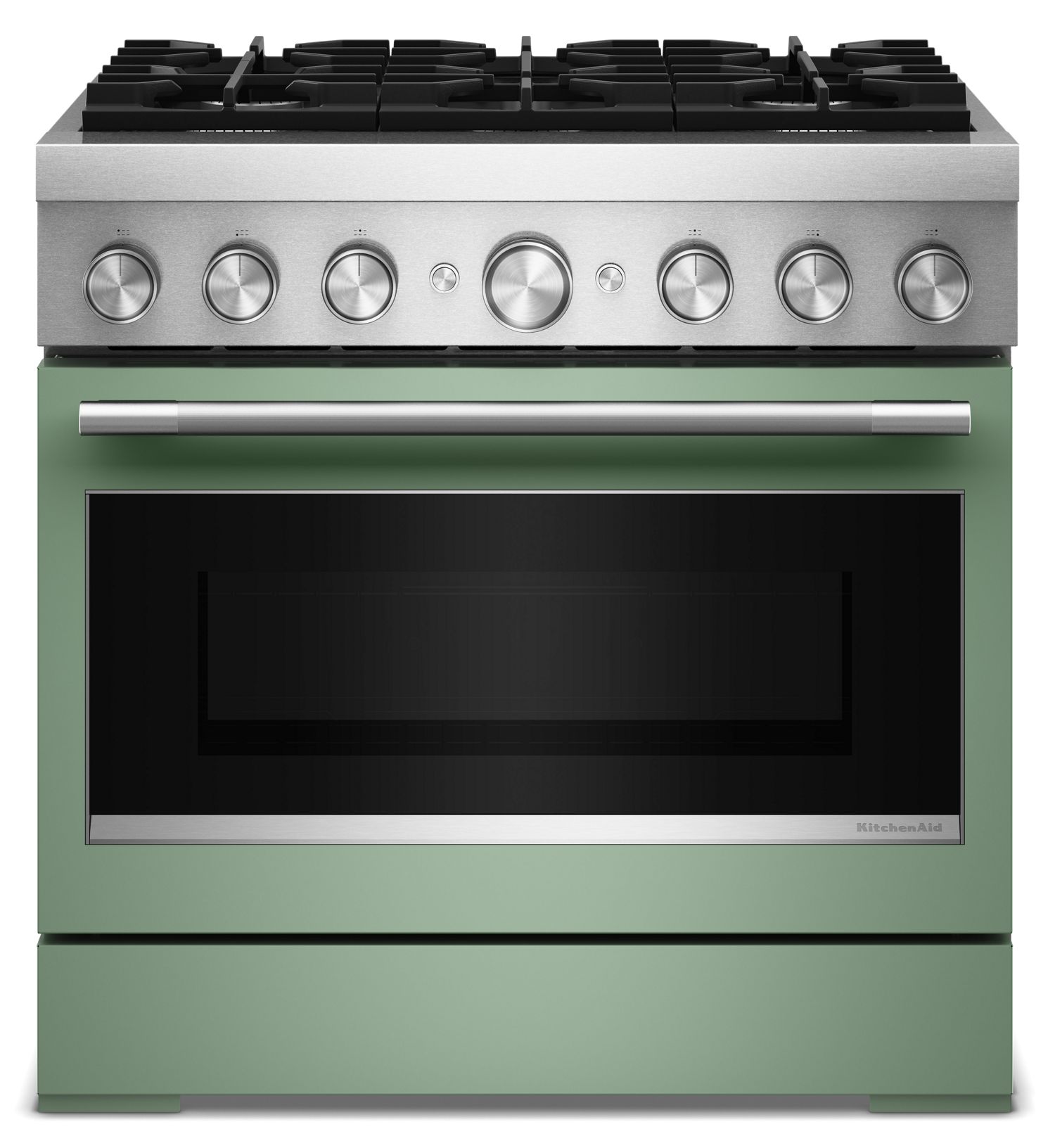 KitchenAid 36 in. 6 Burner Commercial-Style Dual Fuel Range w/ No Preheat Air Fry Mode in Cardamom KFDS936SDC