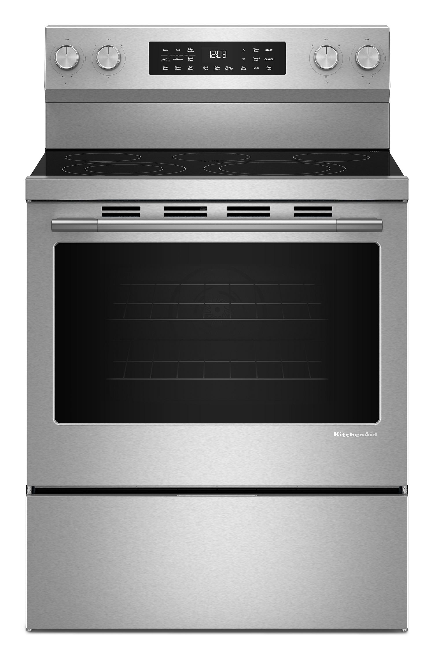 KitchenAid 5.3 Cu. Ft. Smart Freestanding Electric Range w/ Convection Cooking Modes in Stainless Finish KFES330TPS