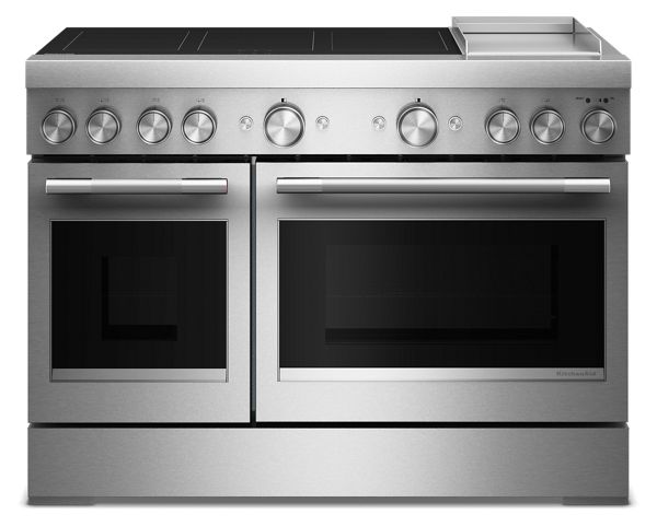 KitchenAid 48 in. 6-Element Induction Freestanding Commercial-Style Range w/ Griddle in Steel KFID948SSS