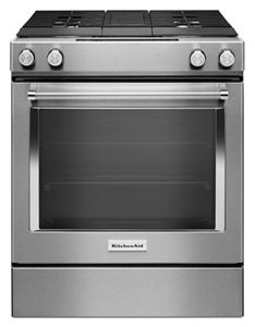 Stainless Steel 30 Inch 4 Burner Dual Fuel Downdraft Slide In