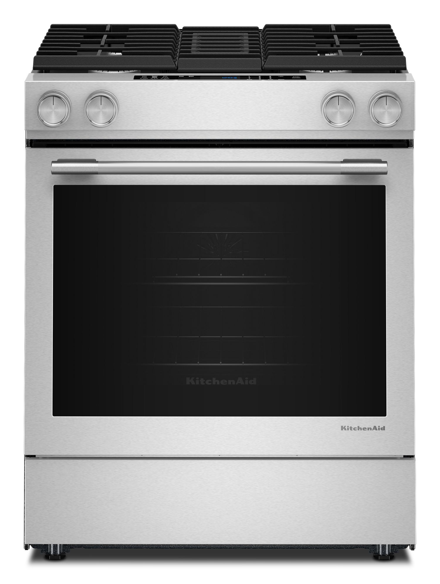 KitchenAid 30 in. 4-Burner Dual Fuel Downdraft Slide-In Range in Stainless Finish KSDV730TPS