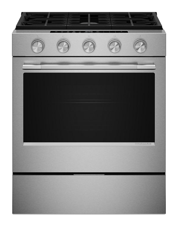 Cuisinière au gaz coulissante intelligente avec modes de cuisson à convection et brûleur 2 en 1 - 5 pi cu