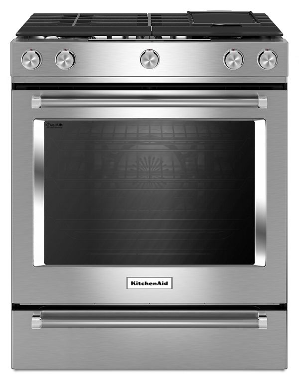 KitchenAid® 30-Inch 5-Burner Dual Fuel Convection  Front Control Range with Baking Drawer