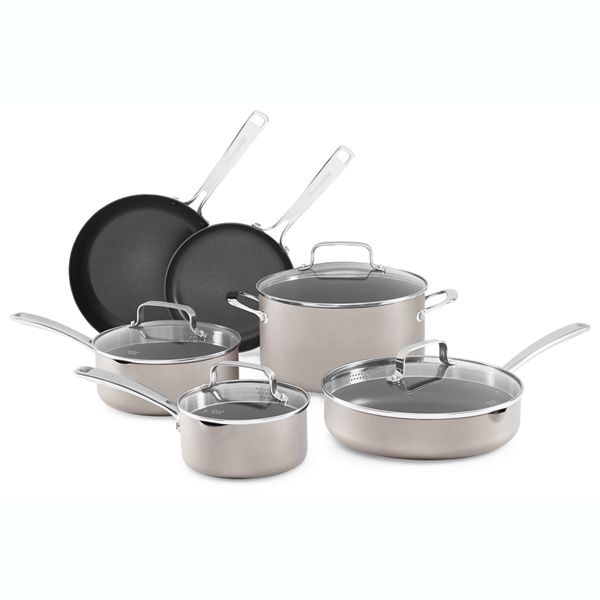 KitchenAid® Non-Stick Anodized Aluminum Cookware - 10 Pcs - KitchenAid® Caramel