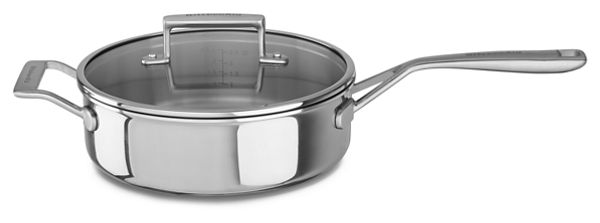 KitchenAid&reg; Tri-Ply Stainless Steel 3.5-Quart Saute with Helper Handle and Lid