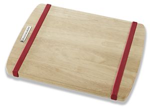 11 inch X 14 inch Wood  Cutting Board with Red Non-slip Bands