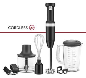 Cordless Speed Hand Blender with Chopper and Whisk Attachment Black Matte | KitchenAid