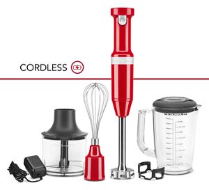fornærme Overgang sikkert Cordless Variable Speed Hand Blender with Chopper and Whisk Attachment  Passion Red KHBBV83PA | KitchenAid
