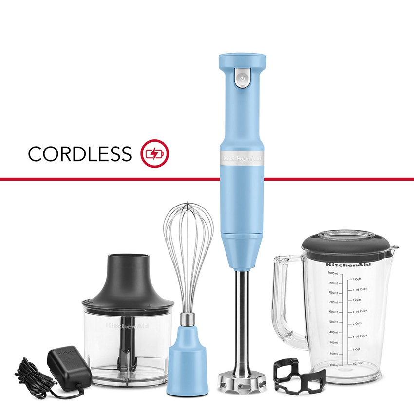 Cordless Variable Speed Hand Blender with Chopper and Whisk Blue Velvet | KitchenAid