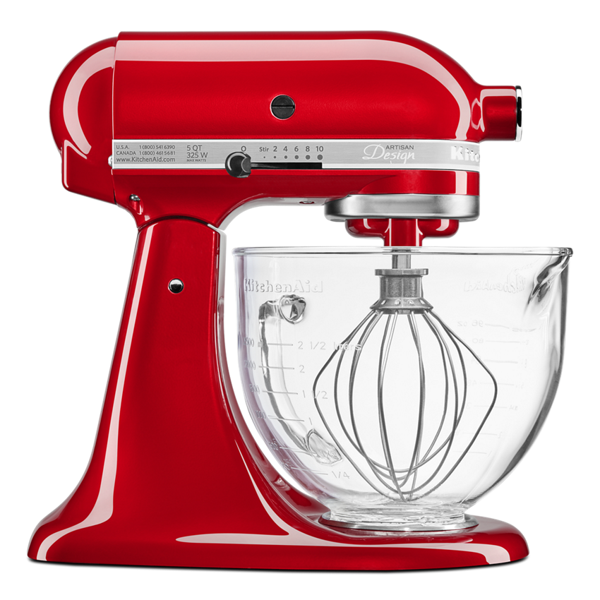 Tolkning Ejendomsret Slægtsforskning Artisan® Design Series 5 Quart Tilt-Head Stand Mixer with Glass Bowl Candy  Apple Red KSM155GBCA | KitchenAid
