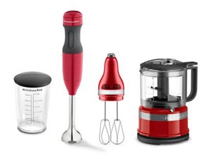 KitchenAid Empire Red Small Appliances Set | Mini Food Processor, Blender &  Hand Mixer