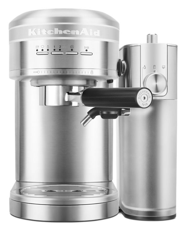 KitchenAid® Metal Semi-Automatic Espresso Machine and Automatic Milk Frother Attachment Bundle