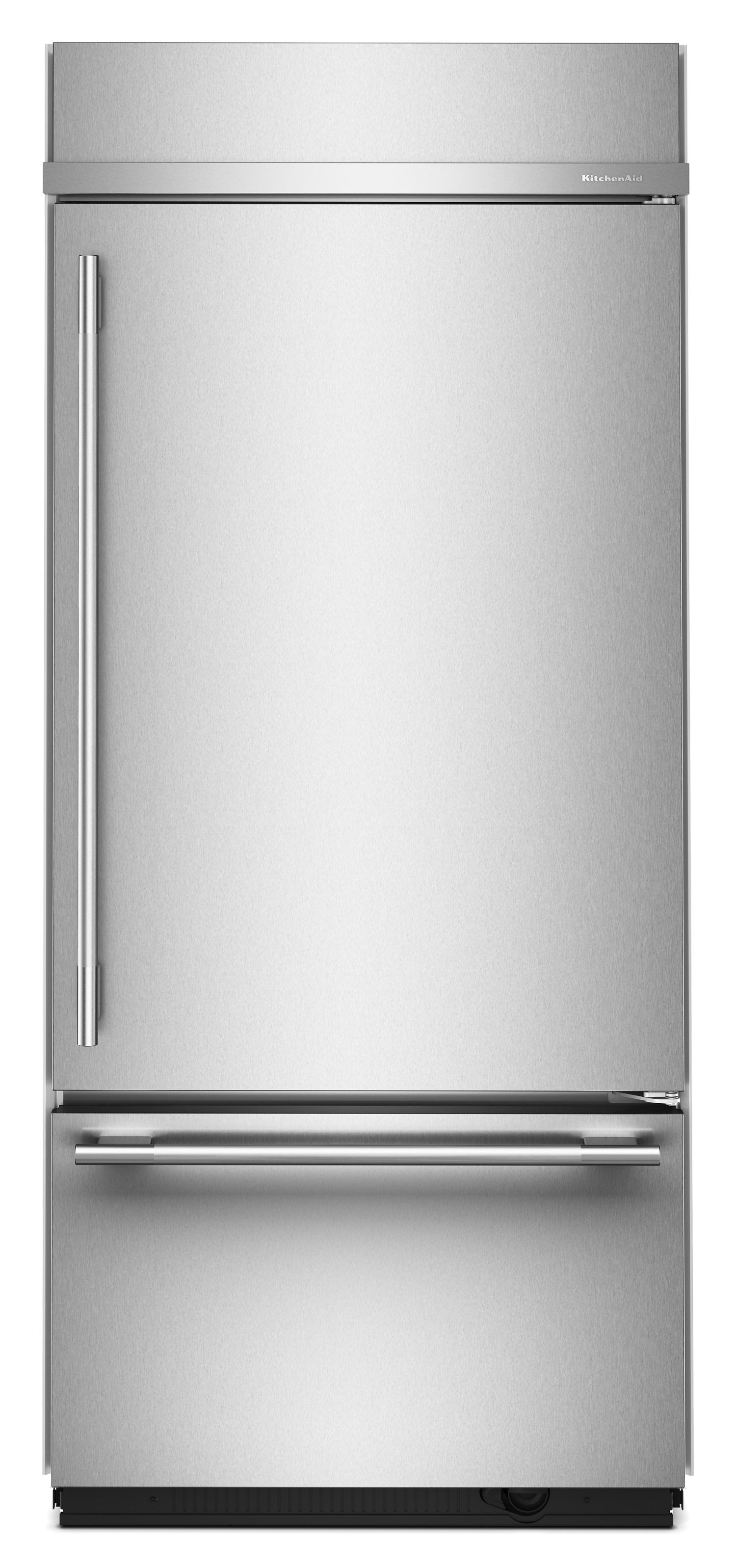 KitchenAid 20.8 Cu. Ft. 36 in. Built-In Bottom Mount Refrigerator w/ Right Door Swing & Signature Platinum Interior In Printshield Stainless Steel KBBR336SPS