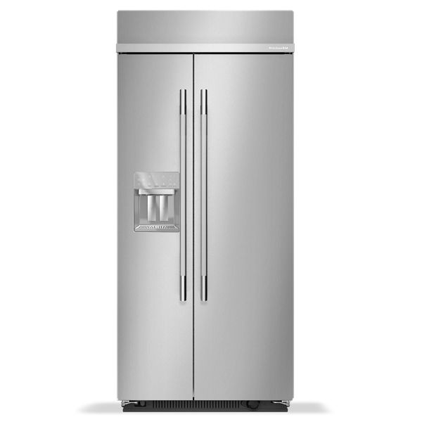20.8 Cu. Ft. 36" Built-In Side-by-Side Refrigerator features Exterior Water and Ice Dispenser with Measured Fill