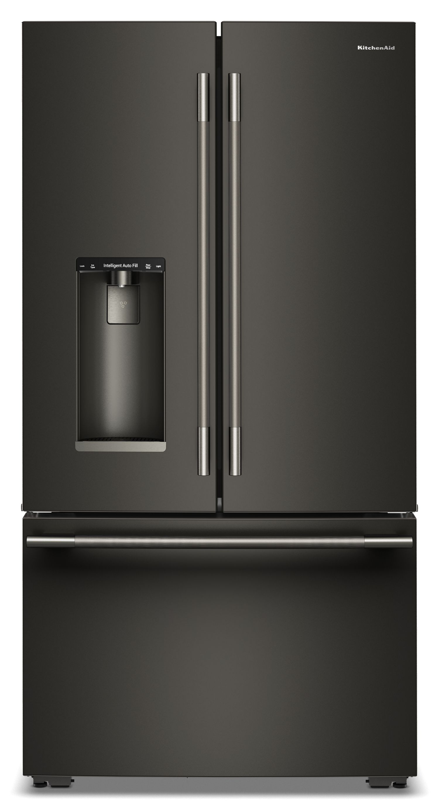 KitchenAid 23 Cu. Ft. 36 in. Counter-Depth French Door Refrigerator w/ Intelligent Auto Fill In Black Ore KRFC536SBE