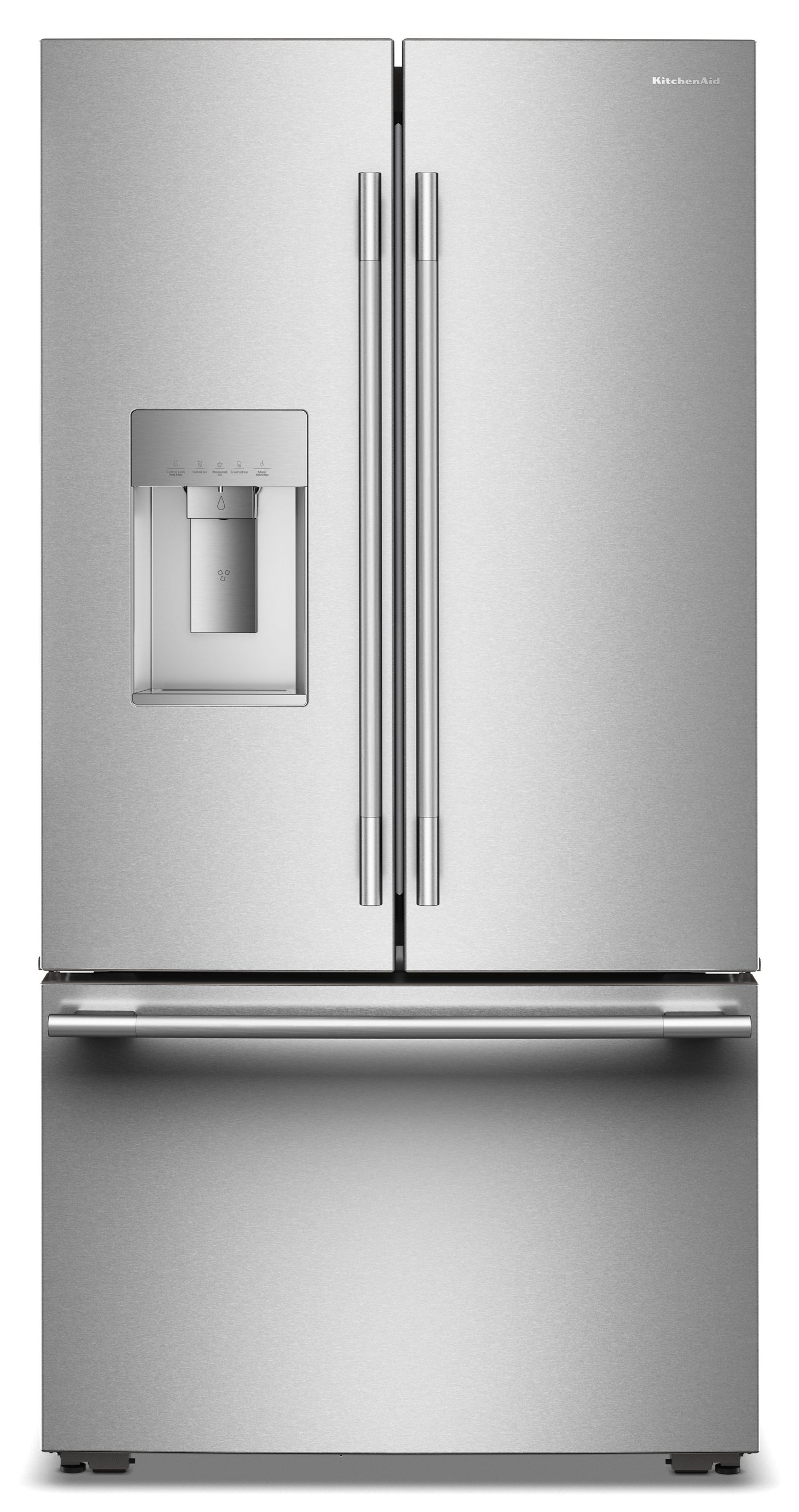 KitchenAid 24 Cu. Ft. 36 in. Counter-Depth French Door Refrigerator w/ Exterior Ice & Water Dispenser In Printshield Stainless Steel KRFC736SPS