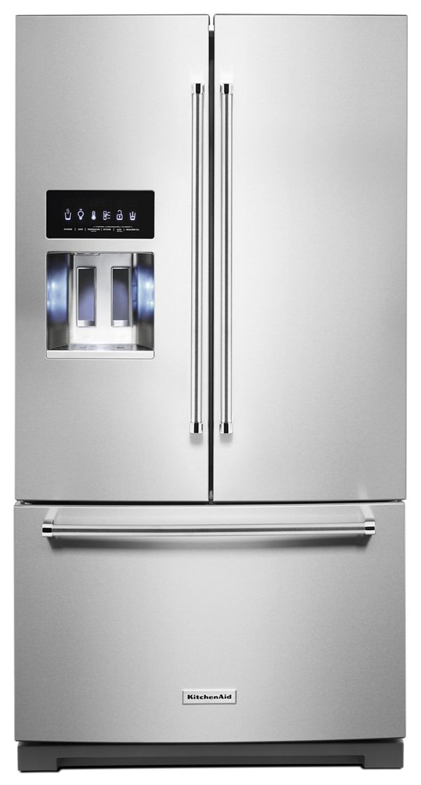 KitchenAid&reg; 26.8 cu. ft. 36-Inch Width Standard Depth French Door Refrigerator with Exterior Ice and Water and PrintShield&trade; finish