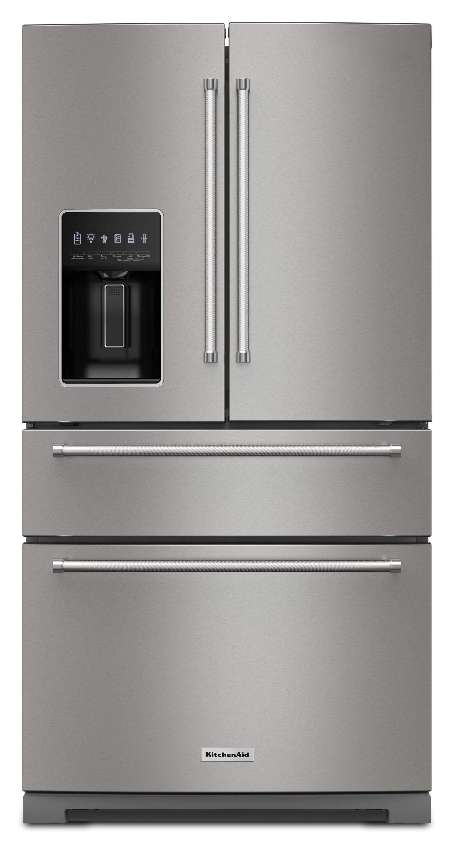 KitchenAid 26.2 Cu. Ft. 36 in. Multi-Door French Door Refrigerator w/ Signature Platinum Interior In Printshield Stainless Steel KRMF536RPS