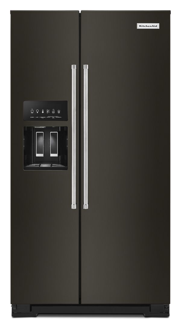KitchenAid® 19.9 cu ft. Counter-Depth Side-by-Side Refrigerator with Exterior Ice and Water and PrintShield™ finish