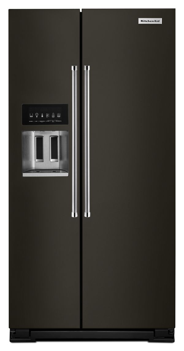 KitchenAid® 24.8 cu ft. Side-by-Side Refrigerator with Exterior Ice and Water and PrintShield™ Finish