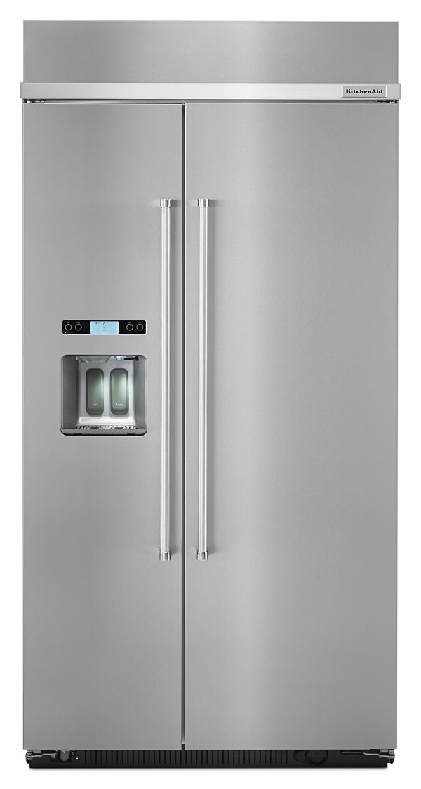 KitchenAid&reg; 25.0 cu. ft 42-Inch Width Built-In Side by Side Refrigerator with PrintShield&trade; Finish