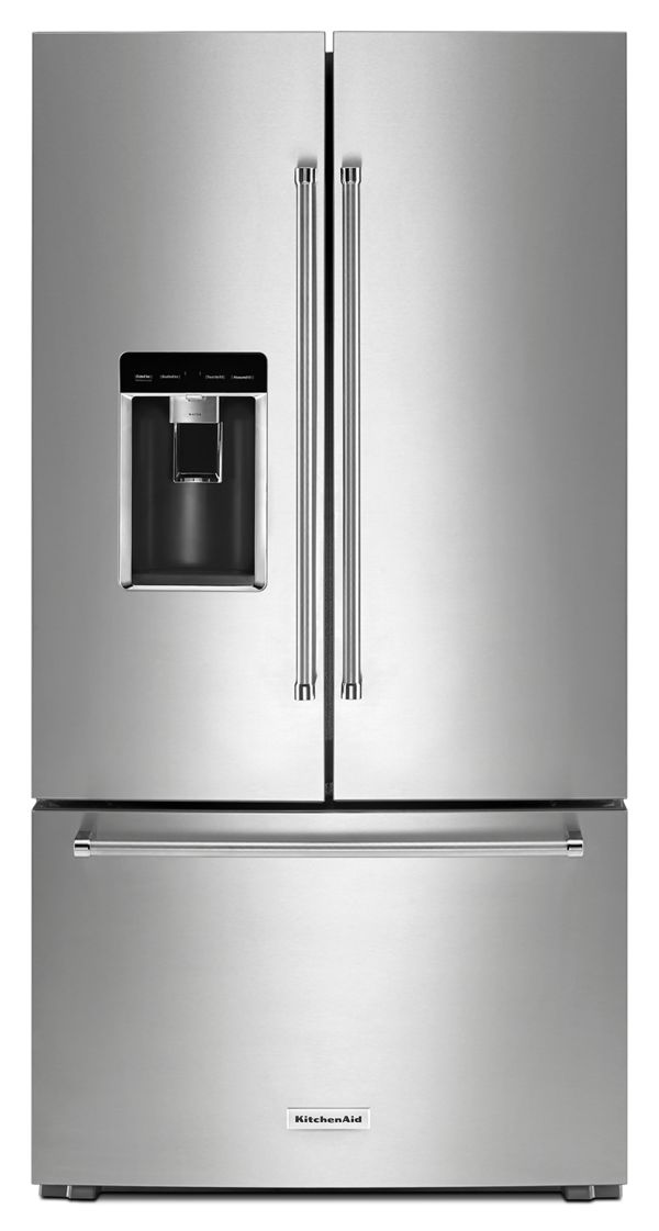 KitchenAid&reg; 23.8 cu. ft. 36&quot; Counter-Depth French Door Platinum Interior Refrigerator with PrintShield&trade; Finish
