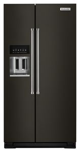 20 Cu. Ft. KitchenAid Counter Depth Side-by-Side Refrigerator Black  Stainless - KRSF705HBS