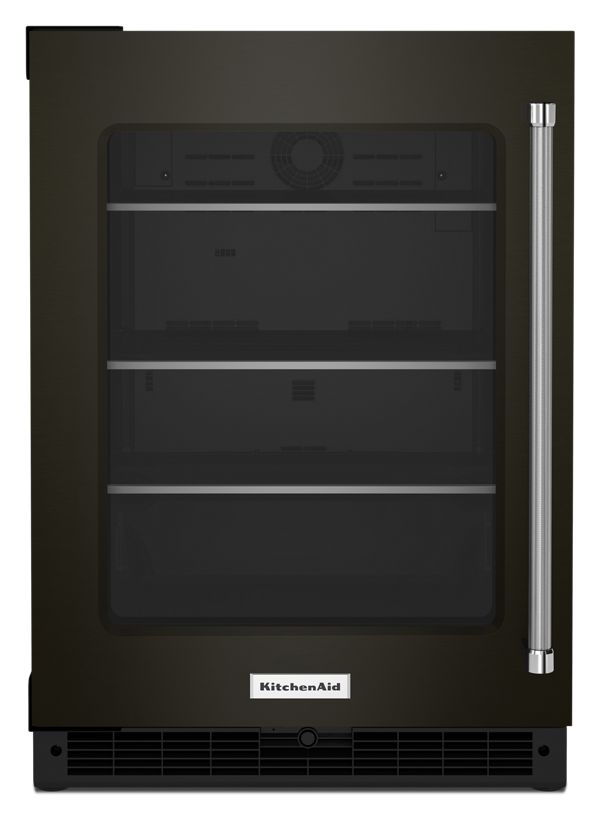 KitchenAid&reg; 24&quot; Undercounter Refrigerator with Glass Door and Shelves with Metallic Accentsand with PrintShield&trade; Finish