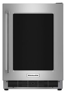 24" Undercounter Refrigerator with Glass Door and Metal Trim Shelves