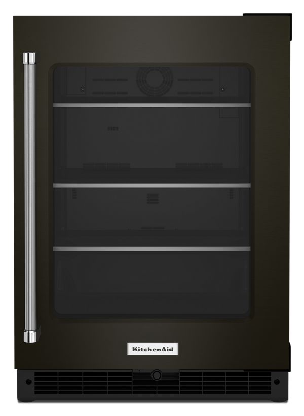 KitchenAid&reg; 24&quot; Undercounter Refrigerator with Glass Door and Shelves with Metallic Accents and PrintShield&trade; Finish