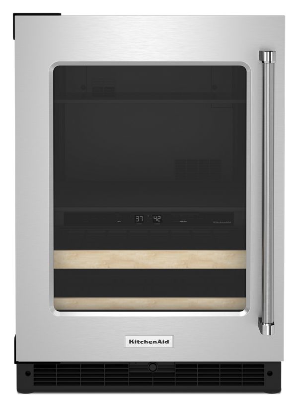 KitchenAid&reg; 24&quot; Beverage Center with Glass Door and Wood-Front Racks