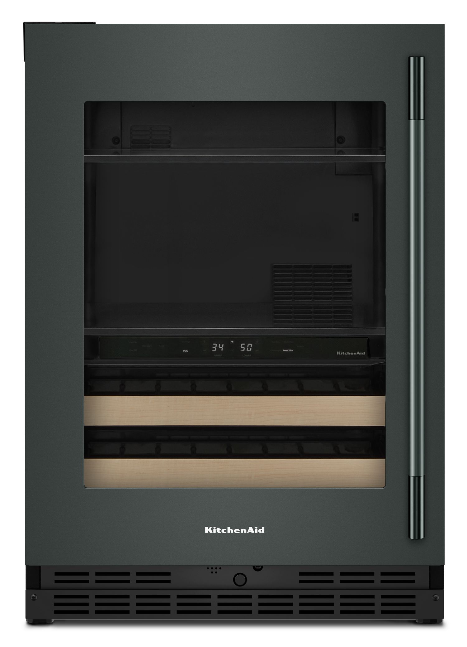 KitchenAid 4.8 Cu. Ft. 24 in. Beverage Center w/ Left Door Swing & 14-Wine Bottle Capacity Wood-Front Racks In Juniper KUBL524SJP