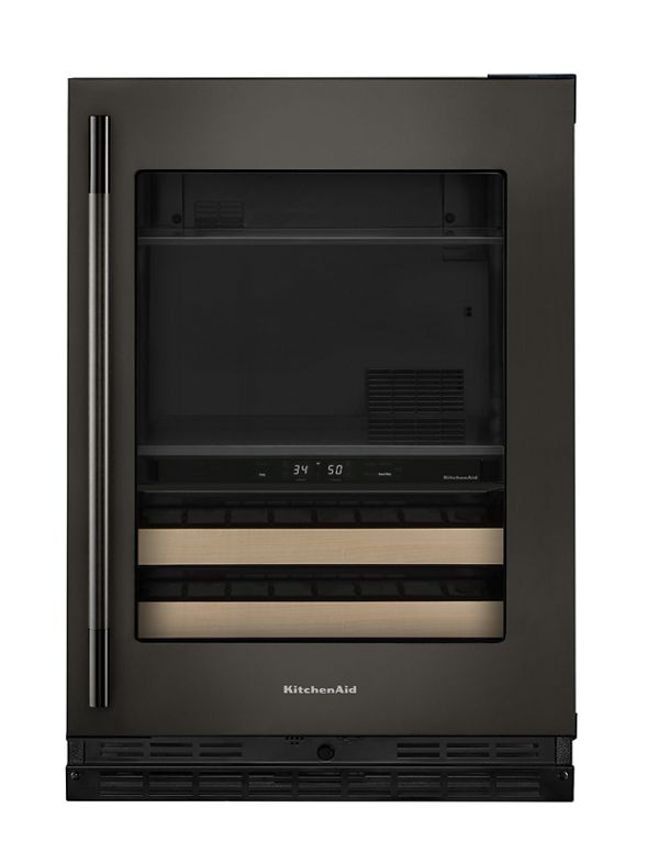 24" Beverage Center with Glass Door and Wood-Front Racks