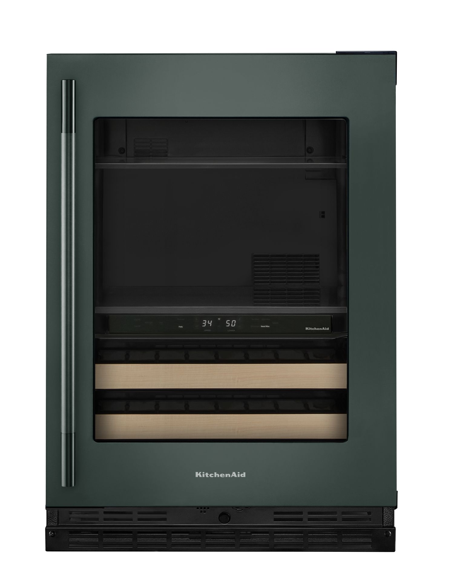 KitchenAid 4.8 Cu. Ft. 24 in. Beverage Center w/ Right Door Swing & 14-Wine Bottle Capacity Wood-Front Racks In Juniper KUBR524SJP