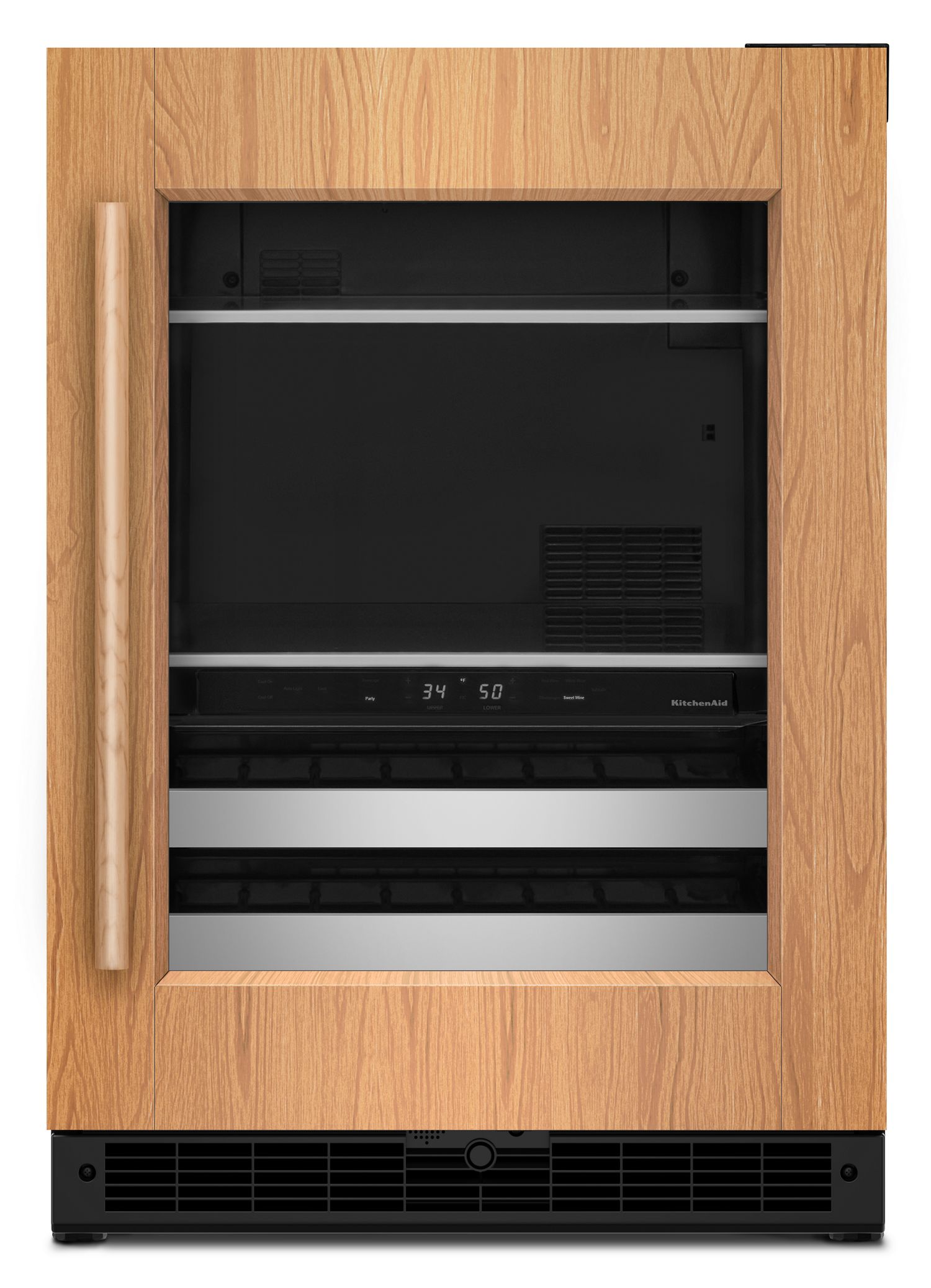 KitchenAid 4.8 Cu. Ft. 24 in. Panel-Ready Beverage Center w/ Right Door Swing & 14-Wine Bottle Capacity Metal-Front Racks in Panel Ready KUBR524SPA
