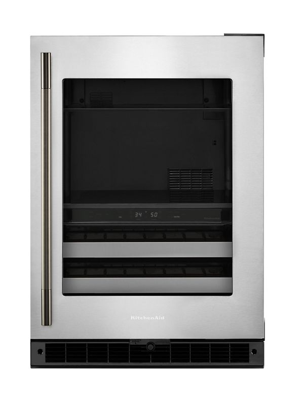 24" Beverage Center with Glass Door and Metal-Front Racks