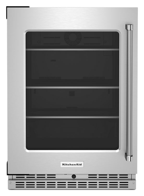 KitchenAid® 24" Undercounter Refrigerator with Glass Door and Shelves with Metallic Accents
