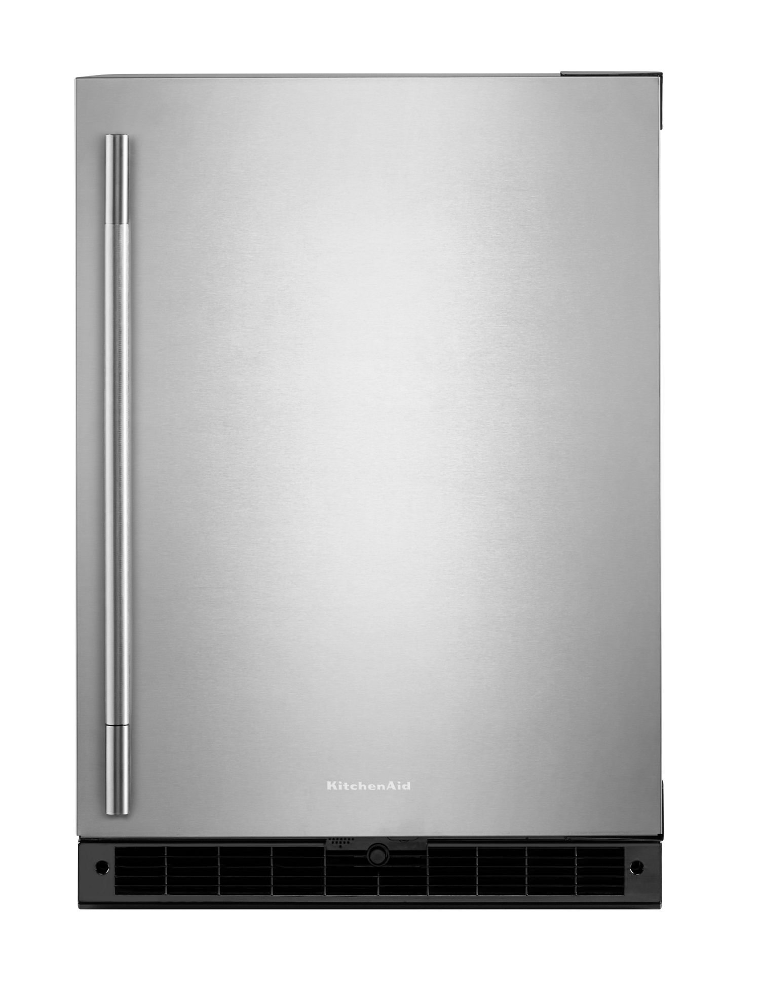 KitchenAid 5.0 Cu. Ft. 24 in. Undercounter Refrigerator w/ Right Door Swing In Stainless Steel in Black Cabinet/Stainless Doors KURR124SSB