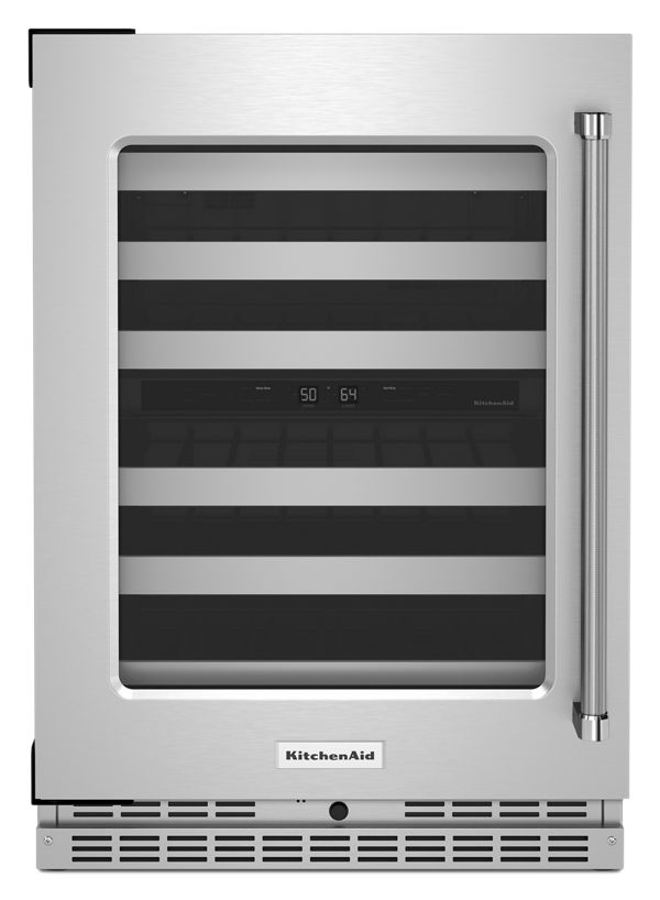 KitchenAid® 24" Undercounter Wine Cellar with Glass Door and Metal-Front Racks