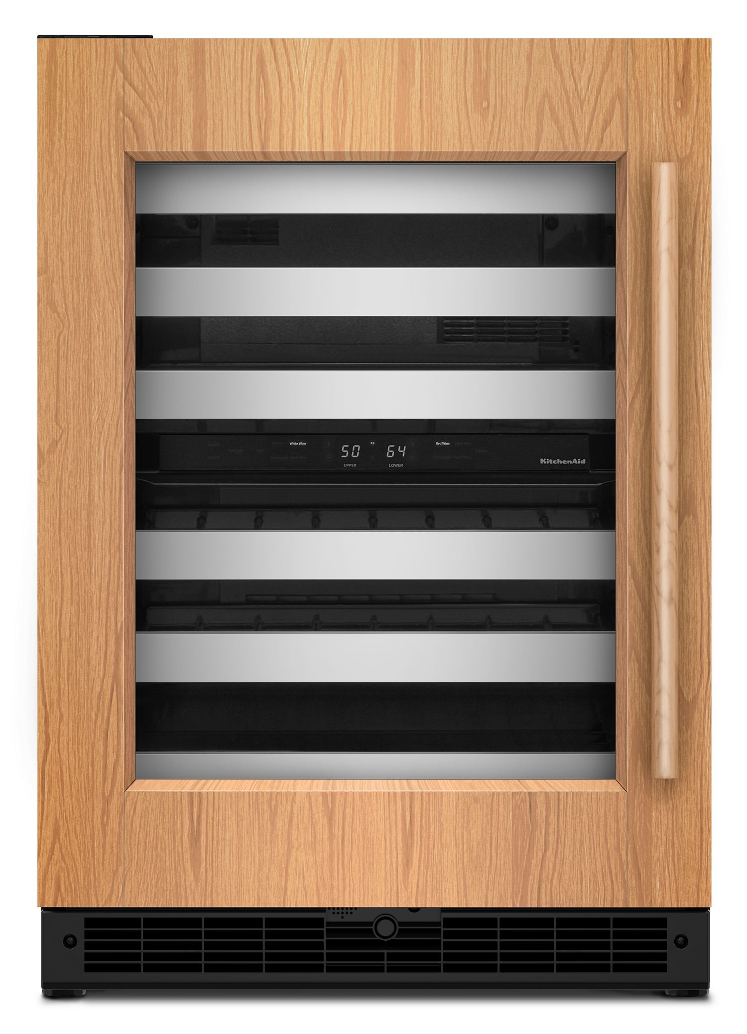 KitchenAid 24 in. Panel-Ready Undercounter Wine Cellar w/ Left Door Swing & 46-Bottle Capacity Full-Extension Metal-Front Racks in Panel Ready KUWL324SPA