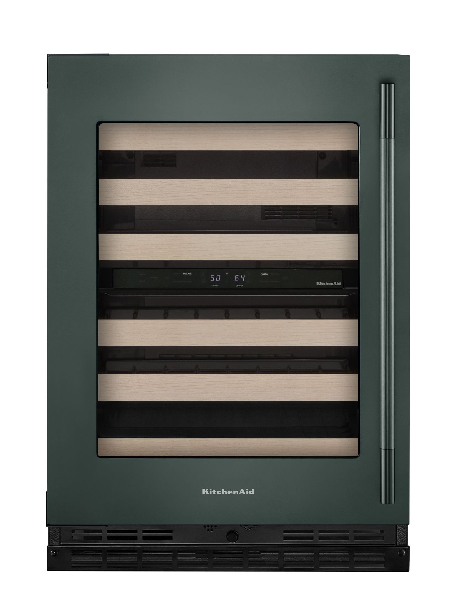 KitchenAid 24 in. Undercounter Wine Cellar w/ Left Door Swing & 46-Bottle Capacity Full-Extension Wood-Front Racks In Juniper KUWL524SJP