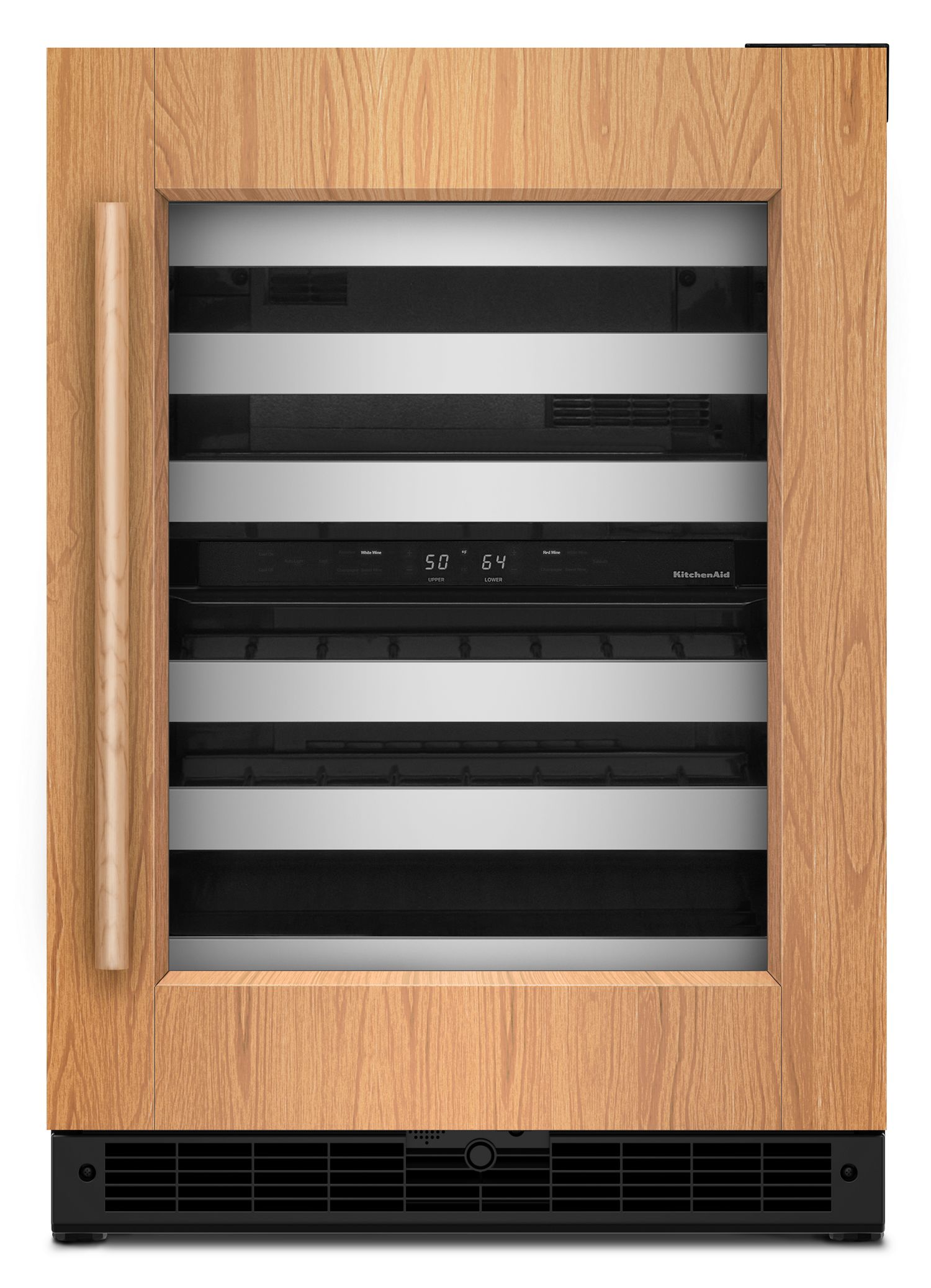 KitchenAid 24 in. Panel-Ready Undercounter Wine Cellar w/ Right Door Swing & 46-Bottle Capacity Full-Extension Metal-Front Racks in Panel Ready KUWR324SPA