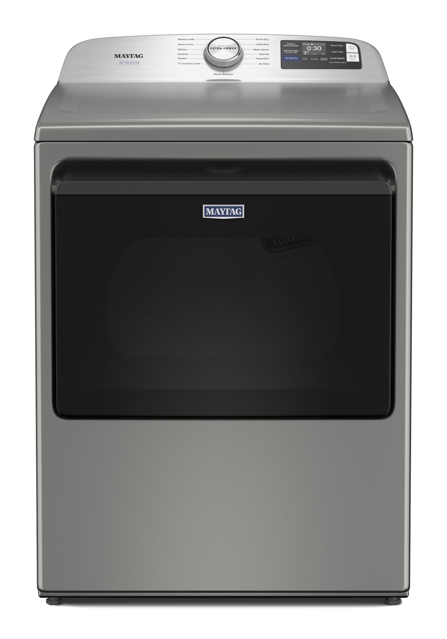 Maytag Smart Top Load Dryer W/ Pet Pro Option, 7.4 Cu. Ft. In Classic Silver