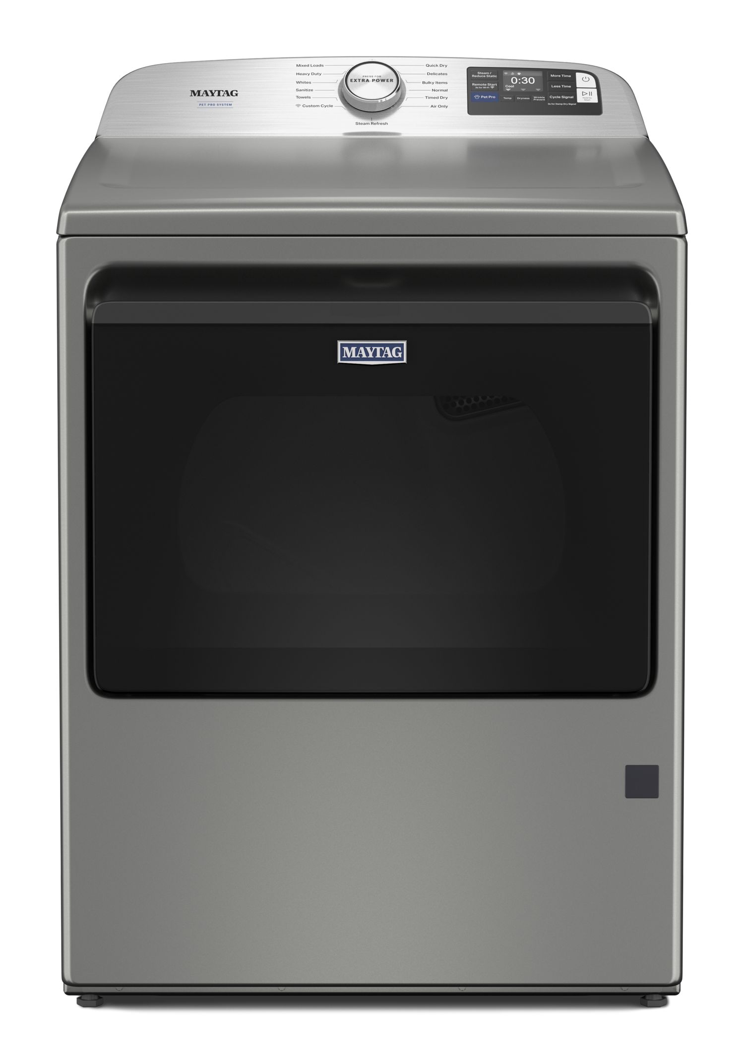 Maytag Smart Top Load Dryer W/ Pet Pro Option, 7.4 Cu. Ft. In Classic Silver